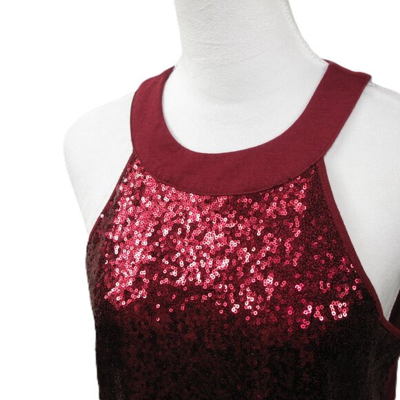 No Boundaries Deep Red Sequin Tank Top Size Large - Picture 2 of 6